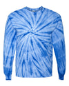 P2P Royal Blue Tie Dye Long Sleeve T-Shirt with P2P Logo in Black
